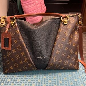 Louis Vuitton Brown Monogram Canvas with Black Center Shoulder Bag